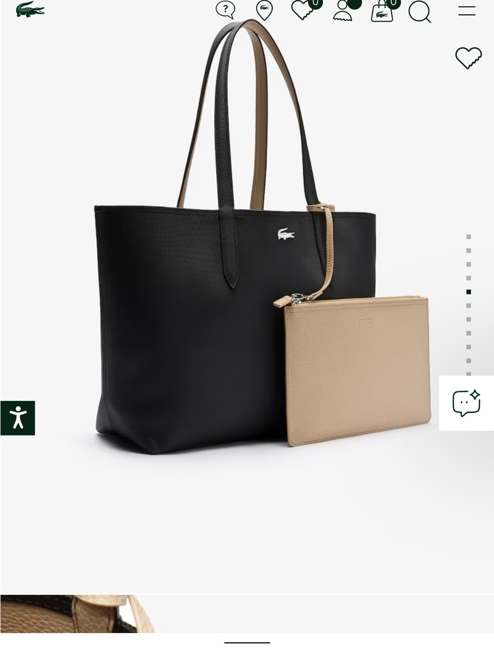 Lacoste Anna Two-Tone Tote with Pouch - Black & Beige